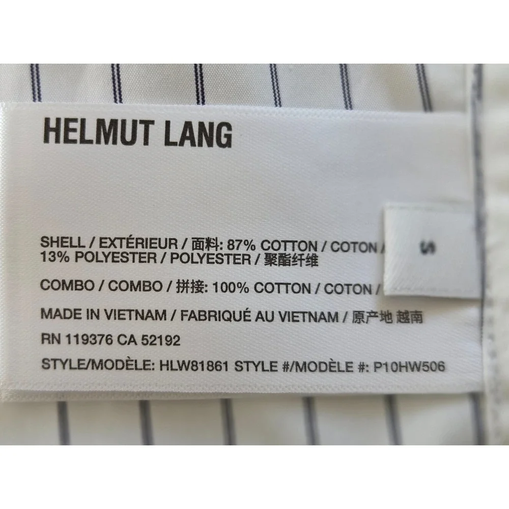 Helmut Lang Placket Cinch Shirt Pinstripe Women S White/Navy NWT $445 P10HW506
